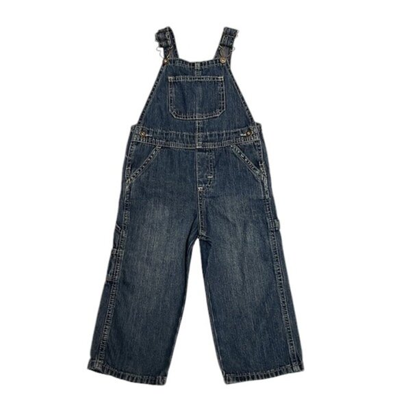 Wrangler Unisex 2T Soft 100% Cotton Denim Overalls Medium Blue Wash - Picture 1 of 8